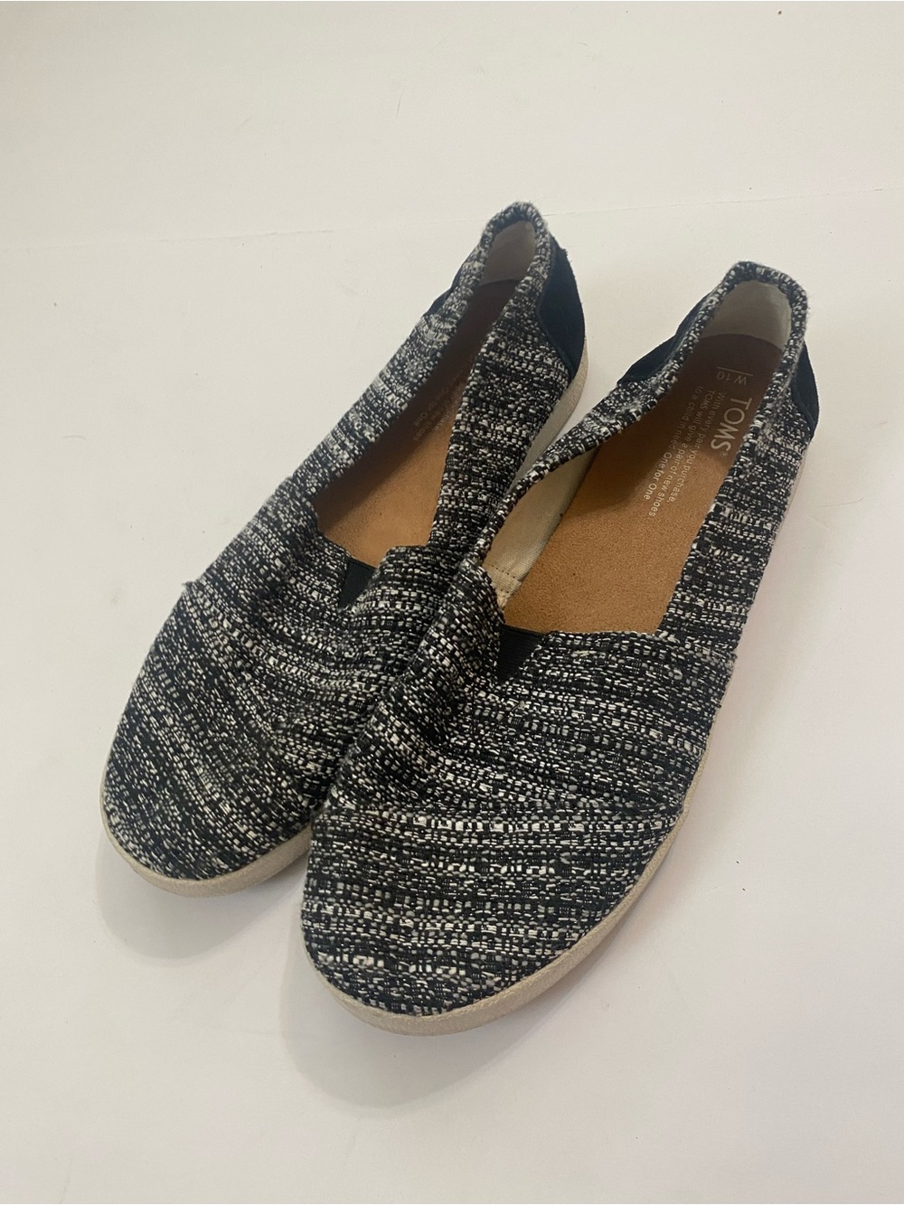Toms Black & White Knit Slip-On Loafers